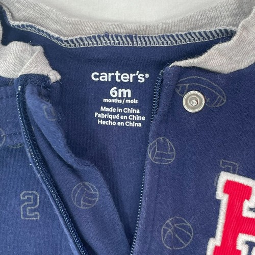 Carter’s Baby Boy Allover Sports Sleep & Play Navy 1 Pc Pajamas 3-6 Months 6 M - Picture 7 of 9