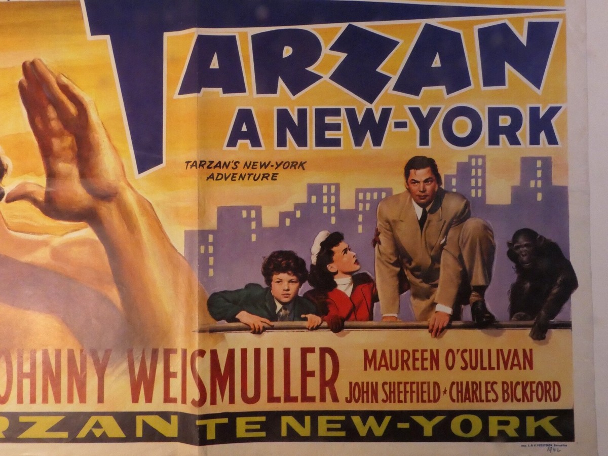 TARZANS NEW YORK ADVENTURE 1942 BELGIUM MOVIE POSTER 1940'S JOHNNY  WEISSMULLER