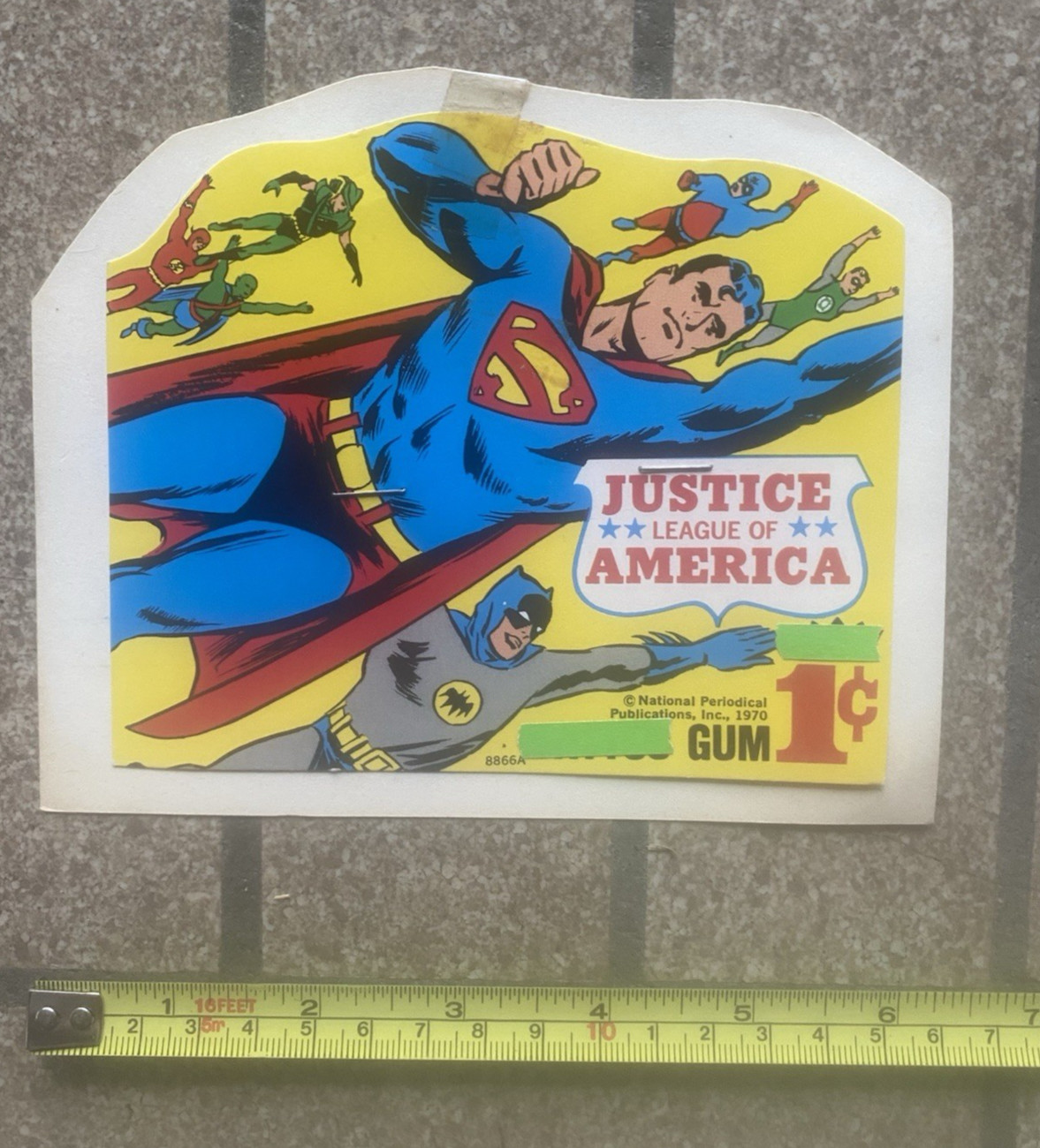 1969 Fleer Justice League of America Tattoo Vintage Gumball Machine Display Card