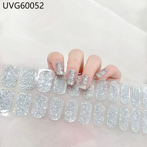 Semi-Cured Gel Nail Patch Slider Adhesive Full Cover Gel Nail Stickers UV Lamp - Picture 12 of 17