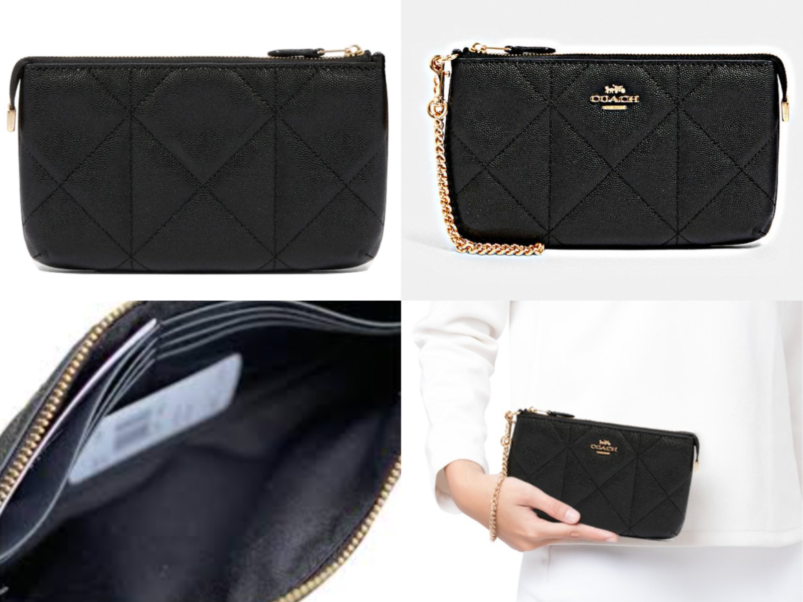 Coach Wristlet Leather Bag Handbag Clutch Chain Pochette New with Tags image 5