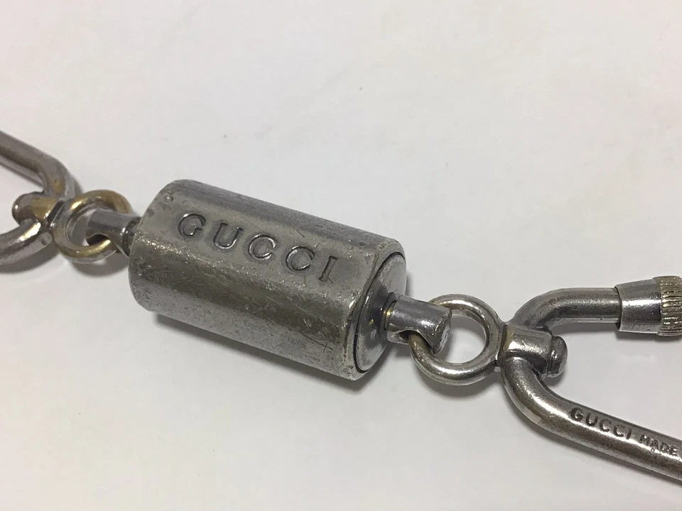 Vintage GUCCI Silver Metal KEY CHAIN / KEY FOB w/ COLLECTIBLE - Image 3 of 4