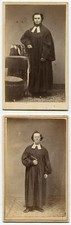 RELIGIOUS FIGURES POSED IN REGALIA. CDV TWO SET. SHEBOYGAN AND MANITOWOC, WIS.