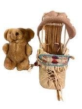 Mini Light Brown Teddy Bear in a Beaded Papoose