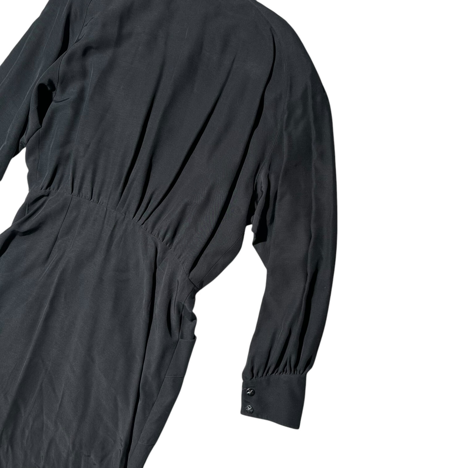 Vintage Thierry Mugler Black Dress Size 44 Collared 1980s 80s Bergdorf Goodman image 10