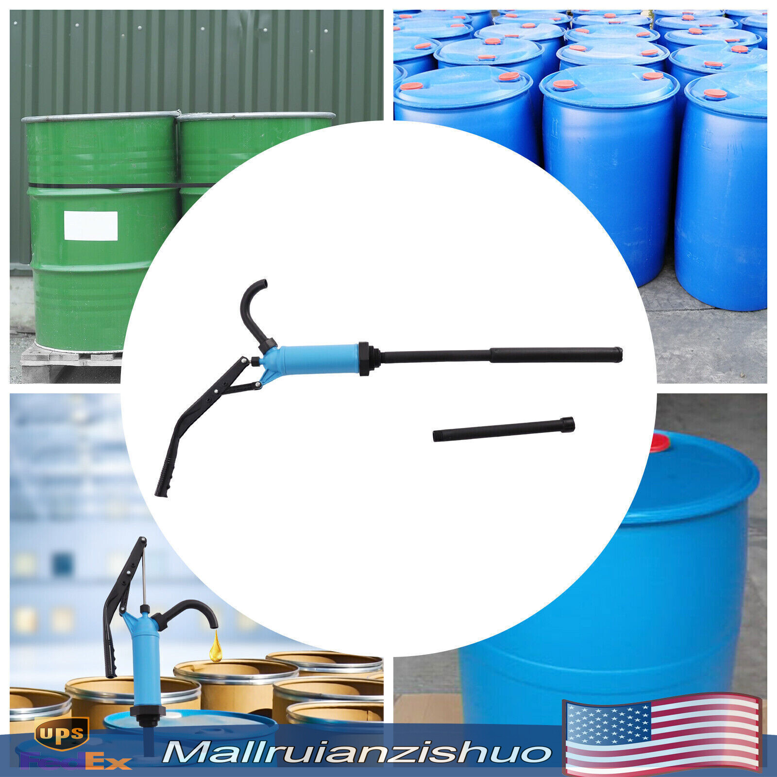 55 Gallon Drum Barrel Pump Hand Diesel Fuel Oil Gas Transfer Pump PP Piston