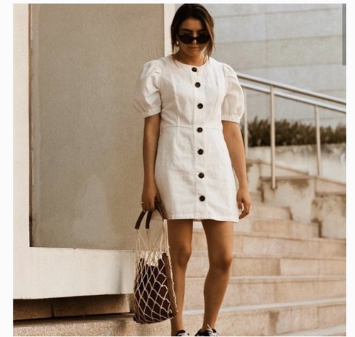 ZARA ecru Cream Linen Cotton Blend Puff 