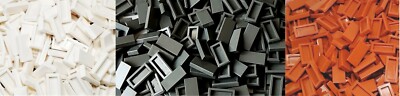 100x LEGO 3069b 1x2 Fliese Tile in Weiß / Dark Bluish Grey Grau / Dark Orange