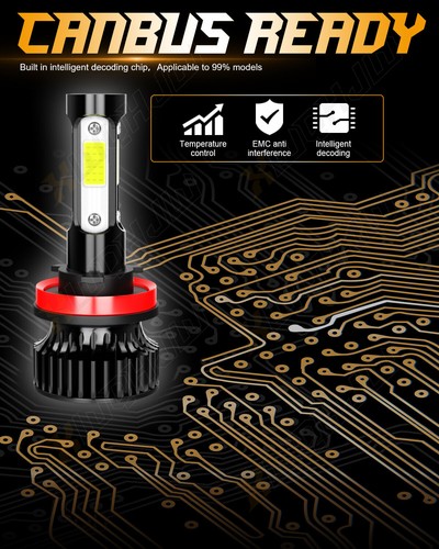H9 + H11 + H11 LED Headlight Fog Bulbs Kit For Chrysler Town & Country 2010-2016 - Picture 8 of 9
