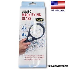 New H F Brand 3X Jumbo Magnifying Glass with 8X Inset Lens for Craft Projects