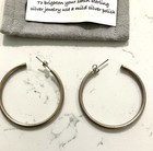 925 SATIN STERLING SILVER CIRCLE HOOPS BIG EARRINGS designer Jane Owen — photo 3