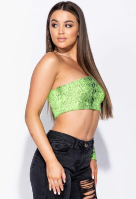 neon snake print crop top
