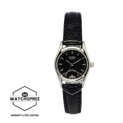 Casio Ladies Black Leather Strap Watch LTP1094E-1A LTP-1094E-1A