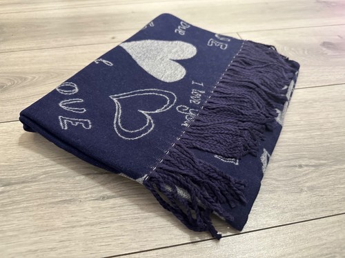 Soft I Love You Heart Design Cashmere Blend Reversible Winter Warm Scarf Shawl - Picture 6 of 32