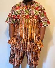 New African Print Casual Shirt and Shorts set Style B, Sizes 2XL, XL, L, M 