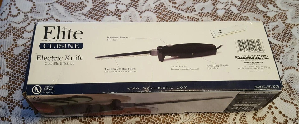 Cuchillo eléctrico Elite Cuisine cuchillas dentadas de acero inoxidable modelo EK-570B Foto 2 de 4