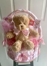Baby Girl Teddy Bear Diaper Cake Diaper Cakes Baby Shower Gift Baby Gift
