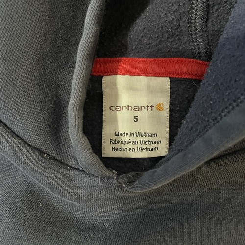Carhartt Dark Blue Long Sleeve Pullover Hoodie With Pockets Boys Size 5 Preowned - Picture 7 of 9