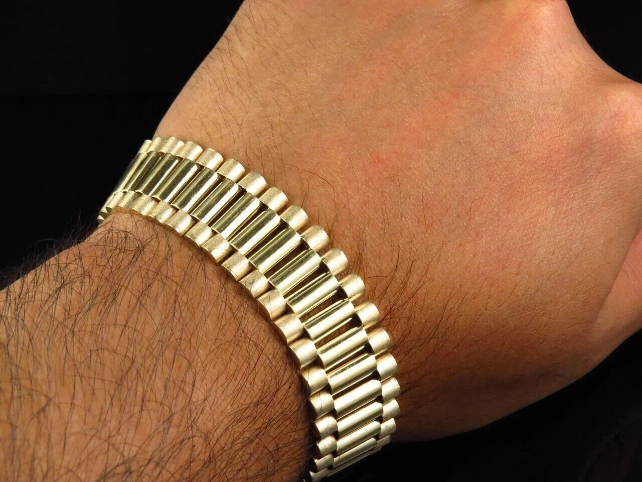 "14K Yellow Gold Over 18 MM Presidential Style Men's Bracelet 8\""