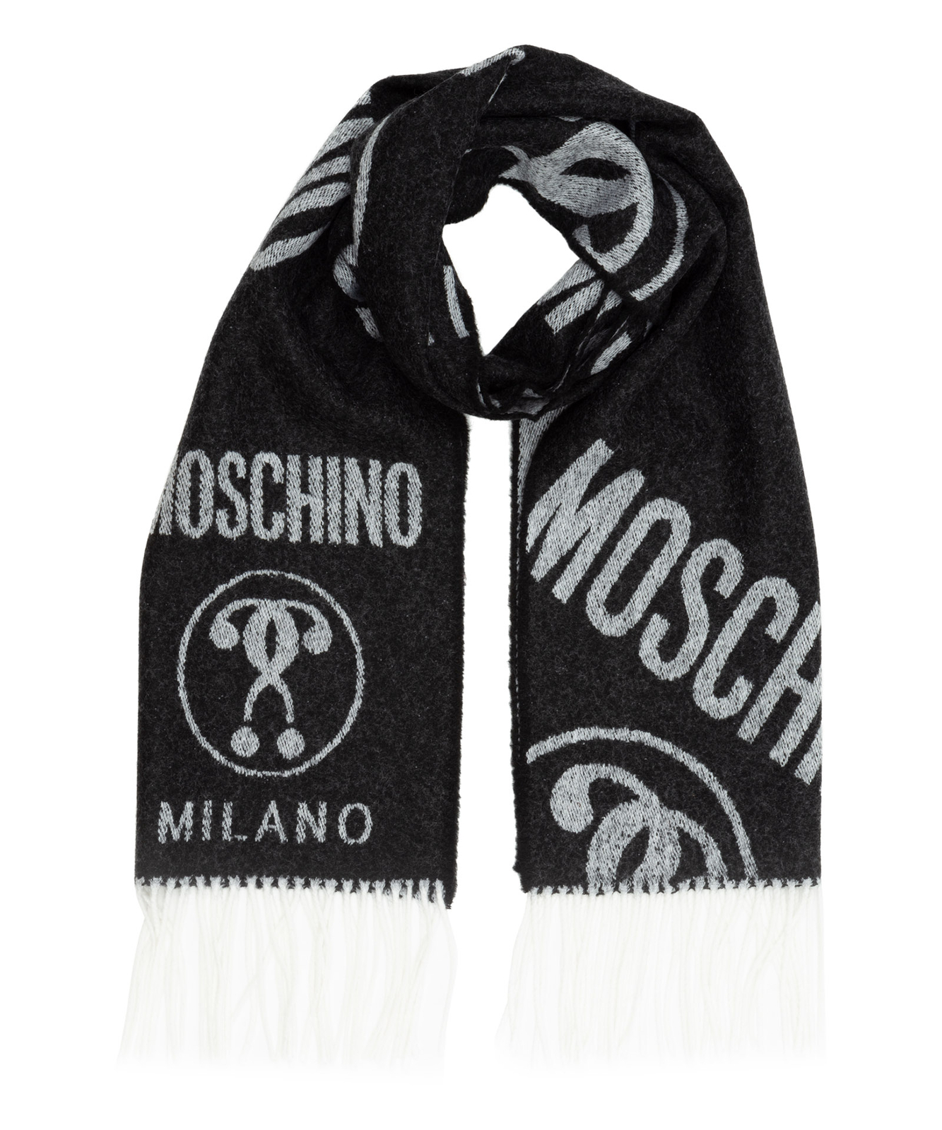 Moschino sciarpa lana uomo двойной вопросительный знак 50152M5414001 nero Черно - белый 17890₽
