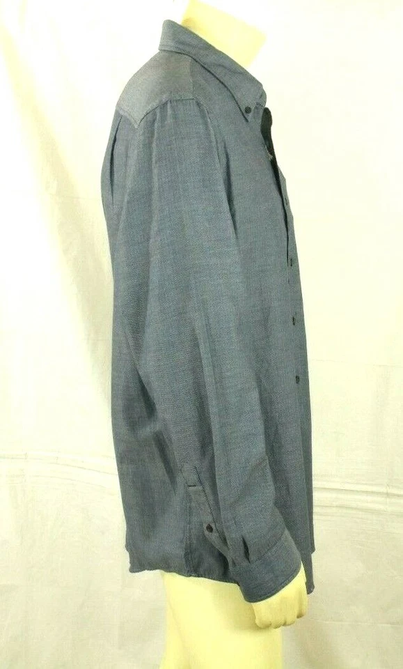 Club Room Men's Blue Slim Fit Herringbone Dress Shirt Size 2XL Retail $49 - Image 4 of 4