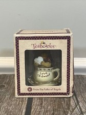 2002 Boyds Teabearies Tea Cup Happy Birthday to You 2.5" Bear Figurine 24307