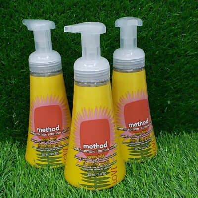 3x Method Limited Edition - Foaming Hand Wash - POPPY FIELD- 300ml/10 OZ Each