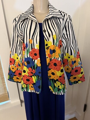 Gaudy Couture Women Size S Floral Jacket 100% Cotton Buttons Multi Color Sequins