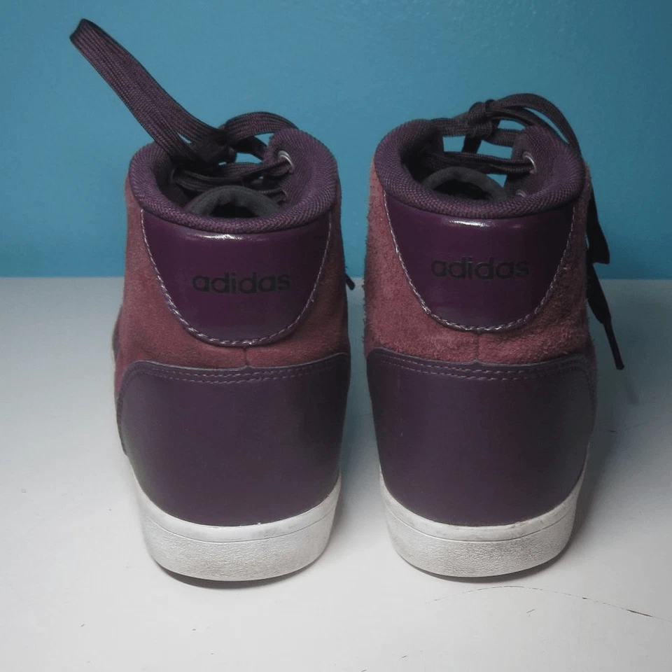 Adidas Neo Cloudfoam Zapatilla Alta Para Mujer 8.5 Cuero Borgoña Zapato con Cordones Foto 4 de 4