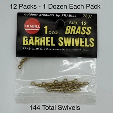 Frabill Size 12 Brass Barrel Swivels (12 Packs / 144 Swivels)