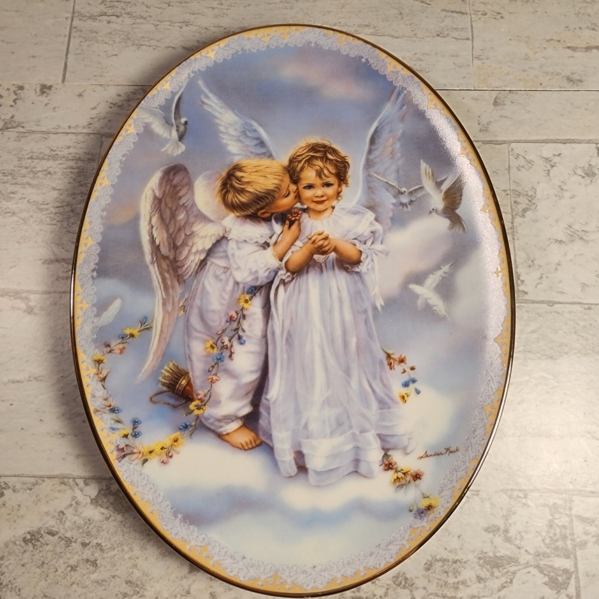Angel Kisses Plate by Sandra Kuck Porcelain Limited Edition