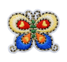 iron on patch/applique Blue/Yellow Butterfly . 1-3/4" x 1-3/8" 4.4cm x 3.49cm 