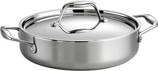 Tri-Ply Clad Stainless Steel 3-Quart Braiser Pan with Lid, Induction-Ready, Dish