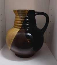 Vintage POTTERY CRAFT USA Pitcher Mid Century Modern Geometric 8" T X 6.75'' D