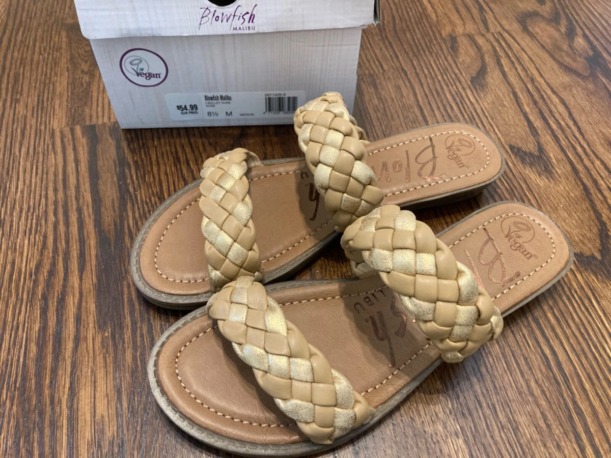 Blowfish Malibu Sandals Women s Braided Slides gold tan size 8.5