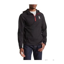 Spyder Mens Black Half Zip Pullover Pockets F...