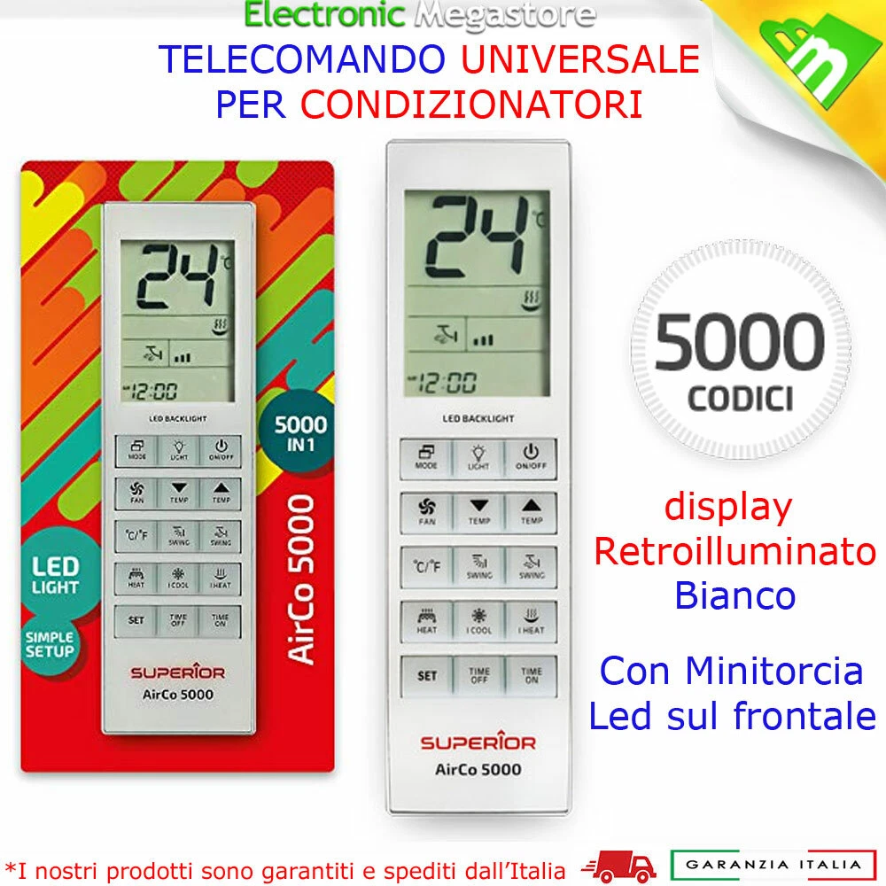 Tbest Telecomando Universale 25-in-1 Per Condizionatori Electra, Airwell, Emailair, Elco – Sostitutivo Durevole, Portata 8m, Batterie Non Incluse
