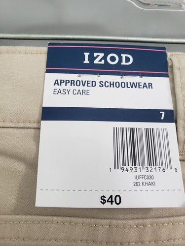 NEW Izod Girls Uniform Approved Schoolwear Khaki Pants Size 7 Skinny Stretch - Picture 5 of 5