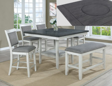 Fulton Counter Height Table & 4) Chairs; Optional Bench; Gray; Lazy Susan