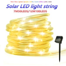 Solar Rope Tube Light LED String Strip Waterproof Outdoor Garden7/12M 50/100LED