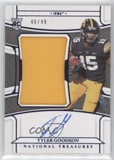 2022 Panini National Treasures Collegiate Blue 46/49 Tyler Goodson #61 Auto 5m1