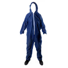 Size Large Blue Disposable Coverall Hood Chemical Protective Workwear, Cleaning