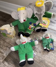 Babar Elephant by Gund Eden Vtg. 1988 Hand Puppet Plush Soft Toy Lot Of 4 Book