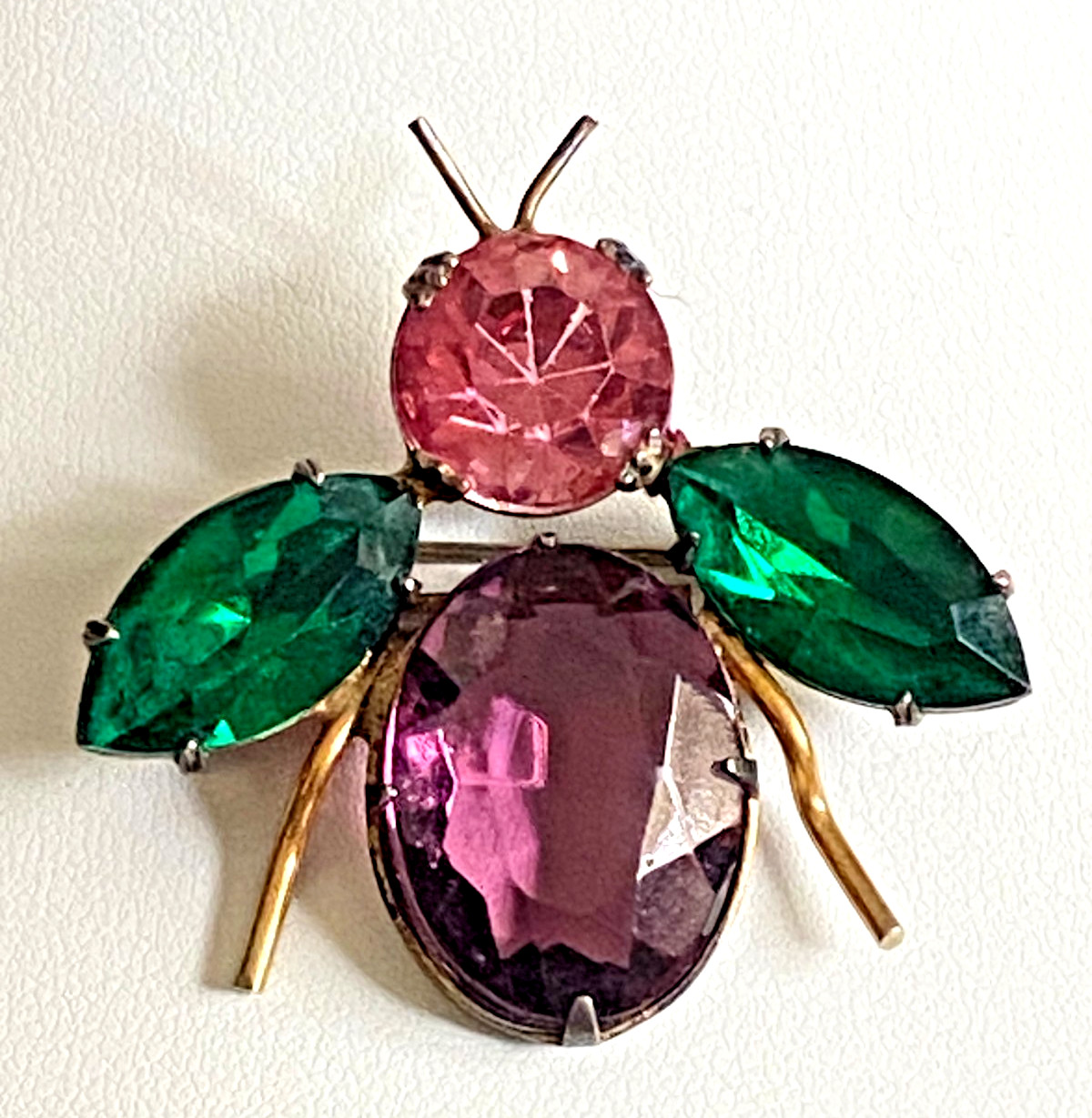 Vtg Adele Simpson Rhinestone Bug Brooch Winged Mu… - image 1