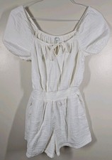 Aerie Short Sleeve White Romper Jumper Womens Size XS Shorts 100 Cotton