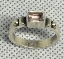 X40 VINTAGE 6x4 mm Square Purple Amethyst 925 Silver Ring size 6.75 Band 4 mm