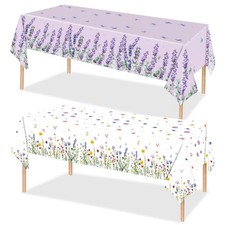 2PCS Floral Tablecloths Spring Summer Floral Table Cloth Plastic Disposable F...