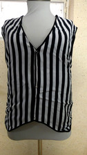 Juggler & Clown Gilet - Black/White Striped - 100% Viscose - Size S/M