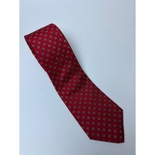 DAKS London New York Red Silk Micro Dot Necktie Mens Imported Fabric Made in USA