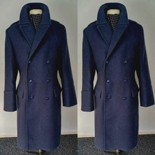100 Cashmere Men's Overcoat Double Breasted Long Jacket Outdoor Wear Coat